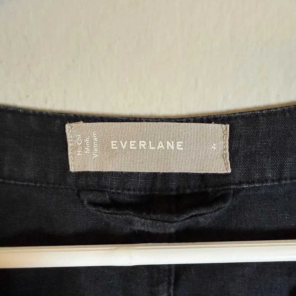 Everlane Black 100% Linen Short Sleeve Button Front Picnic Jumpsuit‎ Womens 4